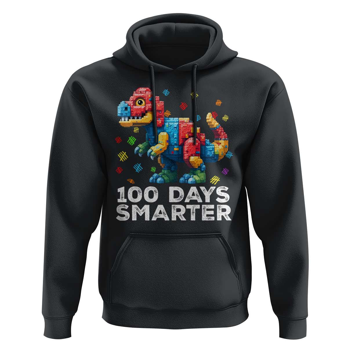 Dinosaur 100 Days Smarter Hoodie Building Bricks Dinosaur 100th Day Kids