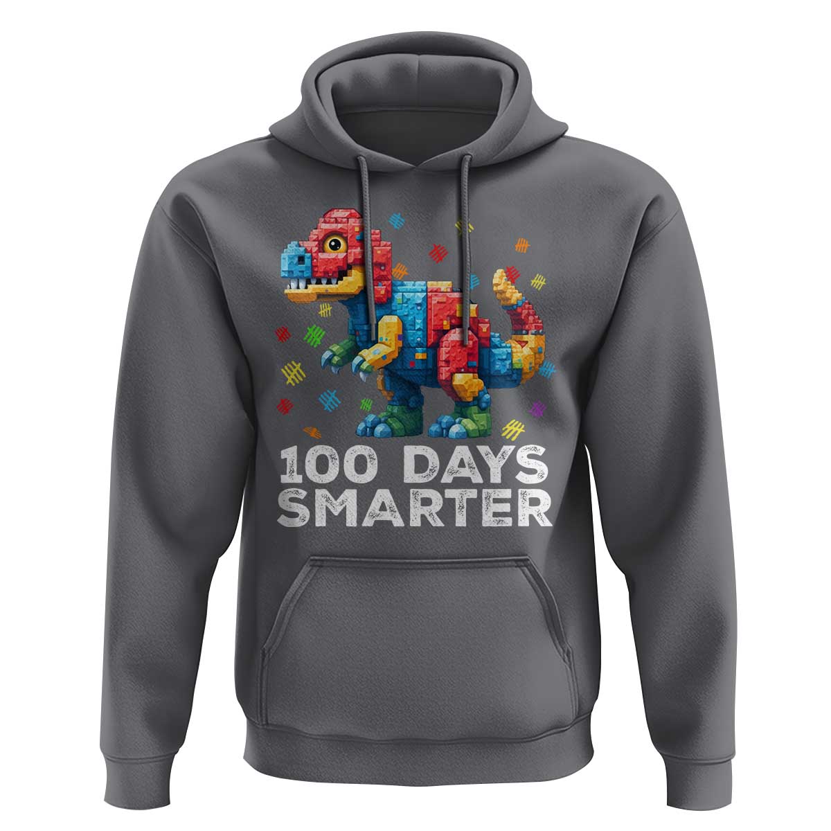 Dinosaur 100 Days Smarter Hoodie Building Bricks Dinosaur 100th Day Kids