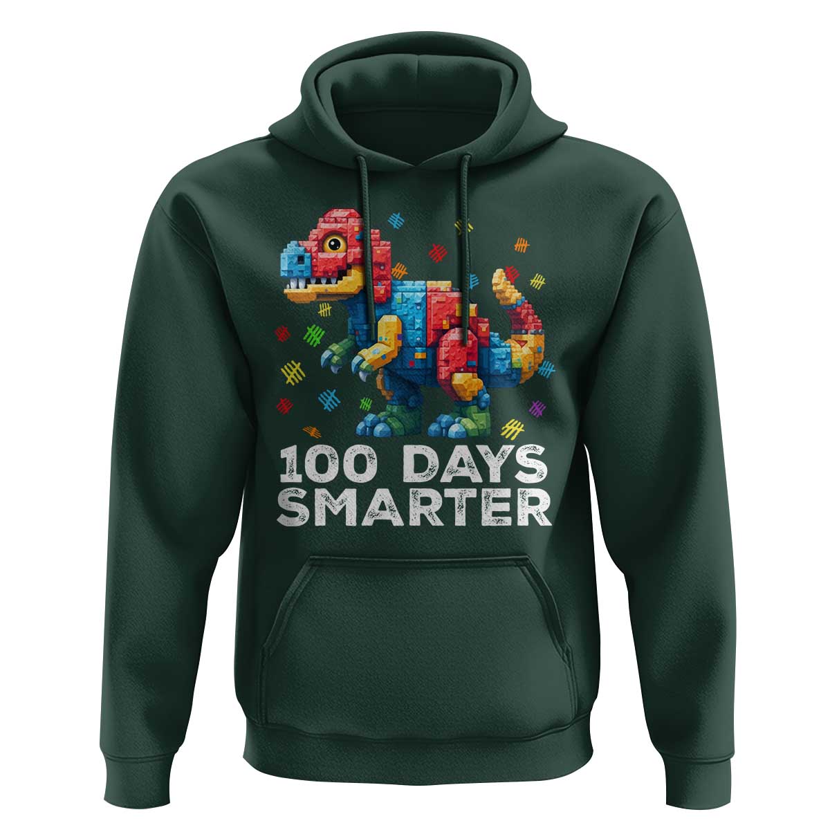 Dinosaur 100 Days Smarter Hoodie Building Bricks Dinosaur 100th Day Kids