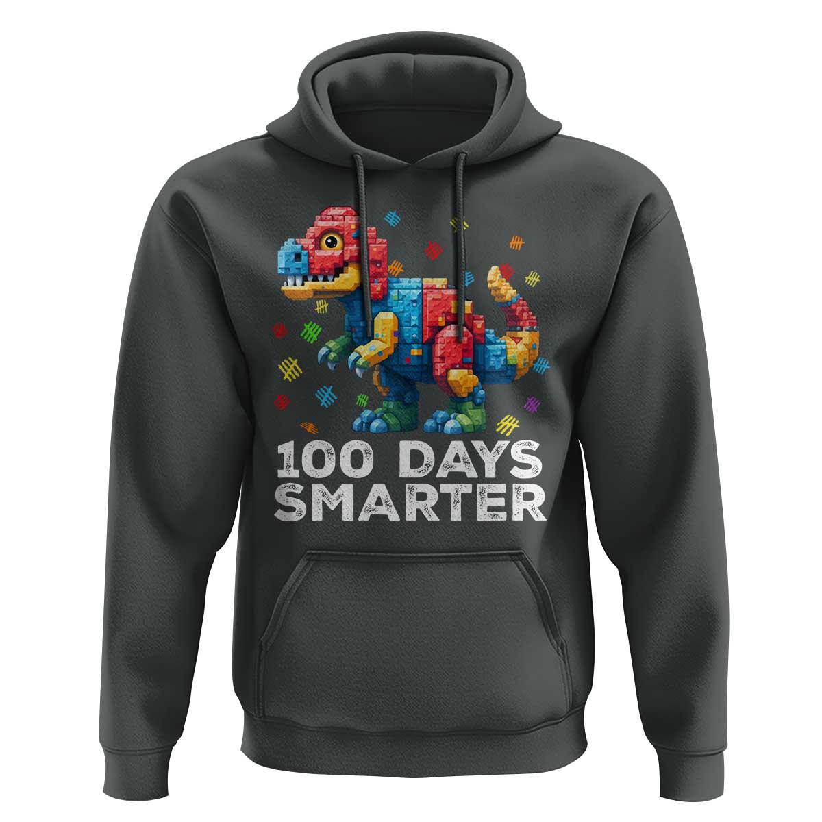 Dinosaur 100 Days Smarter Hoodie Building Bricks Dinosaur 100th Day Kids