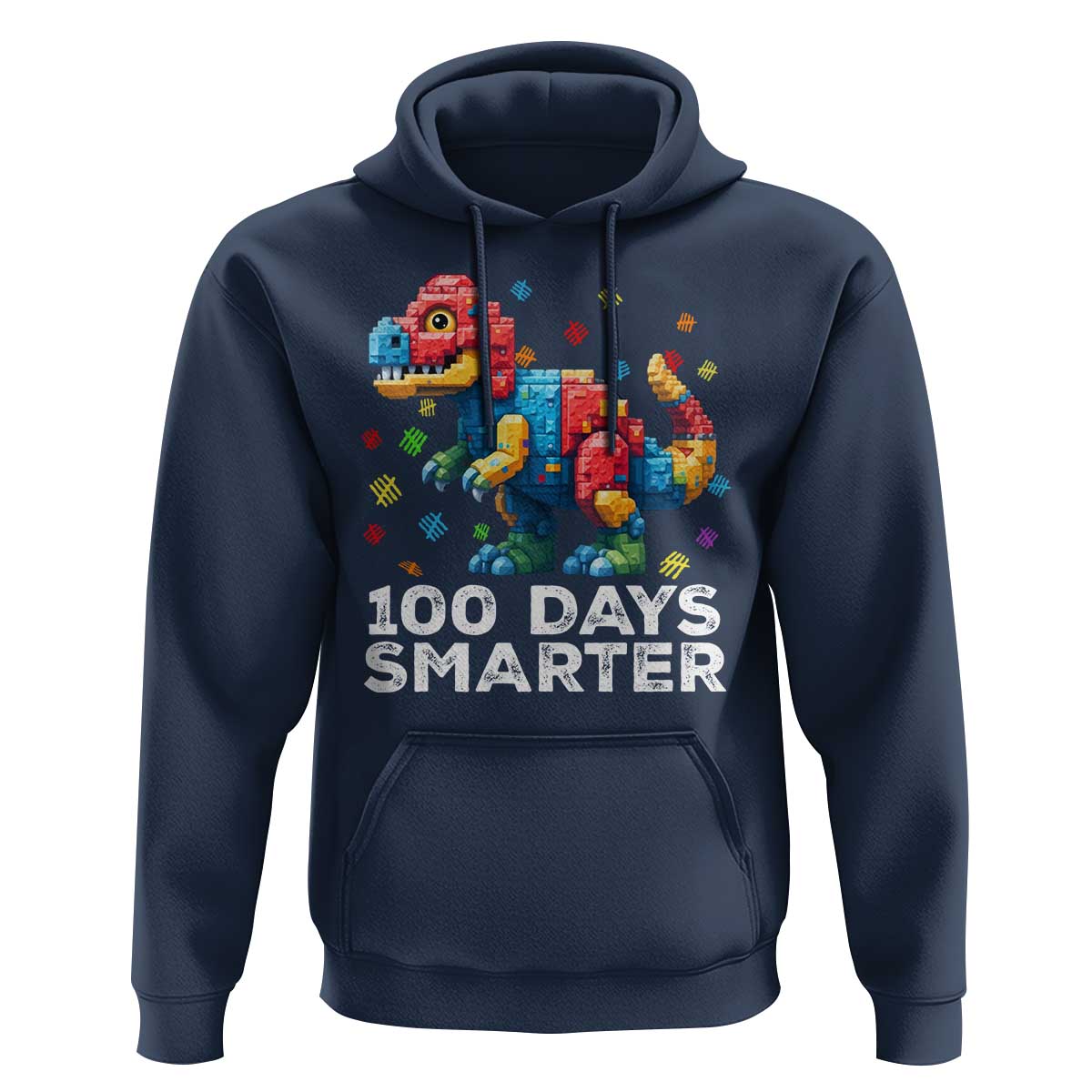 Dinosaur 100 Days Smarter Hoodie Building Bricks Dinosaur 100th Day Kids