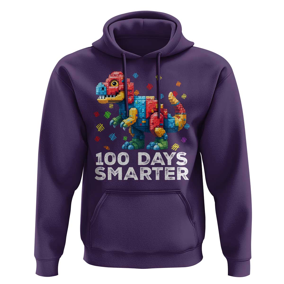 Dinosaur 100 Days Smarter Hoodie Building Bricks Dinosaur 100th Day Kids