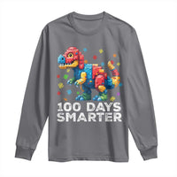 Dinosaur 100 Days Smarter Long Sleeve Shirt Building Bricks Dinosaur 100th Day Kids