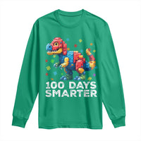 Dinosaur 100 Days Smarter Long Sleeve Shirt Building Bricks Dinosaur 100th Day Kids