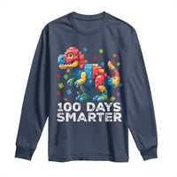 Dinosaur 100 Days Smarter Long Sleeve Shirt Building Bricks Dinosaur 100th Day Kids