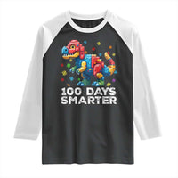 Dinosaur 100 Days Smarter Raglan Shirt Building Bricks Dinosaur 100th Day Kids