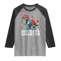 Dinosaur 100 Days Smarter Raglan Shirt Building Bricks Dinosaur 100th Day Kids