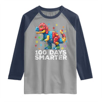 Dinosaur 100 Days Smarter Raglan Shirt Building Bricks Dinosaur 100th Day Kids