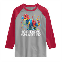 Dinosaur 100 Days Smarter Raglan Shirt Building Bricks Dinosaur 100th Day Kids