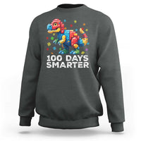 Dinosaur 100 Days Smarter Sweatshirt Building Bricks Dinosaur 100th Day Kids