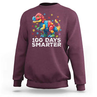 Dinosaur 100 Days Smarter Sweatshirt Building Bricks Dinosaur 100th Day Kids