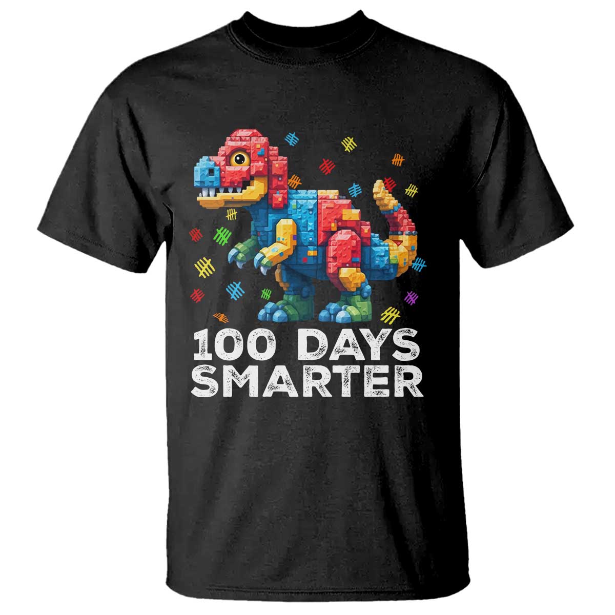 Dinosaur 100 Days Smarter T Shirt Building Bricks Dinosaur 100th Day Kids