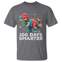 Dinosaur 100 Days Smarter T Shirt Building Bricks Dinosaur 100th Day Kids