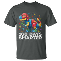 Dinosaur 100 Days Smarter T Shirt Building Bricks Dinosaur 100th Day Kids