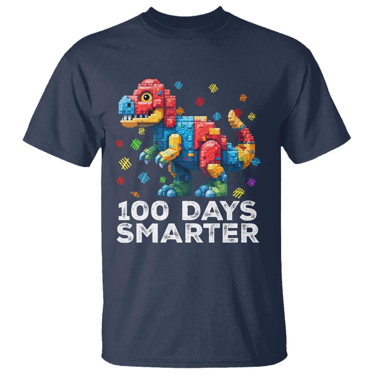 Dinosaur 100 Days Smarter T Shirt Building Bricks Dinosaur 100th Day Kids