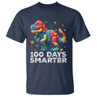 Dinosaur 100 Days Smarter T Shirt Building Bricks Dinosaur 100th Day Kids