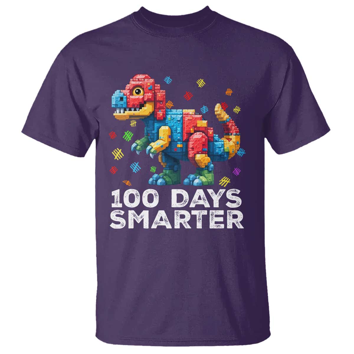 Dinosaur 100 Days Smarter T Shirt Building Bricks Dinosaur 100th Day Kids