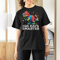 Dinosaur 100 Days Smarter T Shirt For Women Building Bricks Dinosaur 100th Day Kids