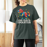 Dinosaur 100 Days Smarter T Shirt For Women Building Bricks Dinosaur 100th Day Kids