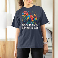 Dinosaur 100 Days Smarter T Shirt For Women Building Bricks Dinosaur 100th Day Kids