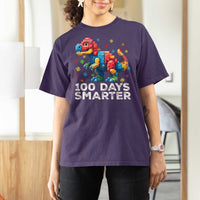 Dinosaur 100 Days Smarter T Shirt For Women Building Bricks Dinosaur 100th Day Kids