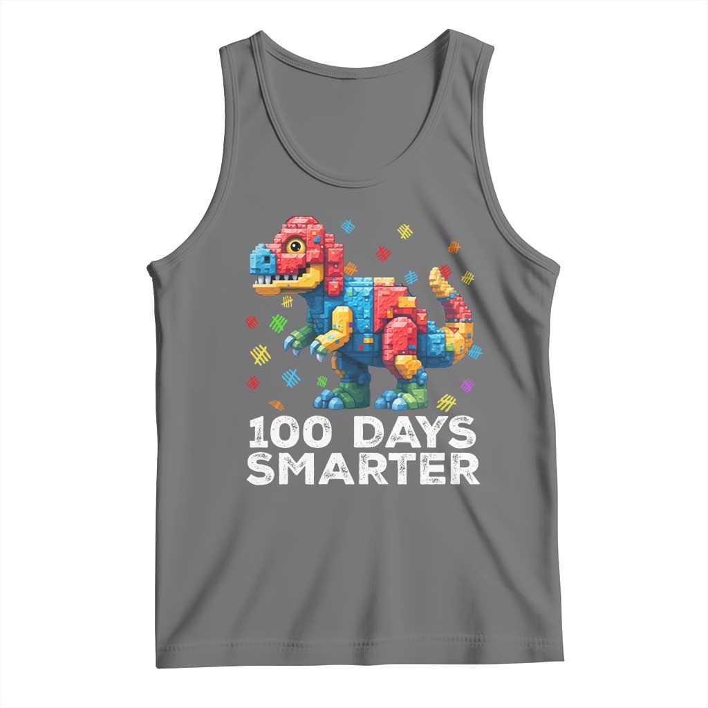 Dinosaur 100 Days Smarter Tank Top Building Bricks Dinosaur 100th Day Kids