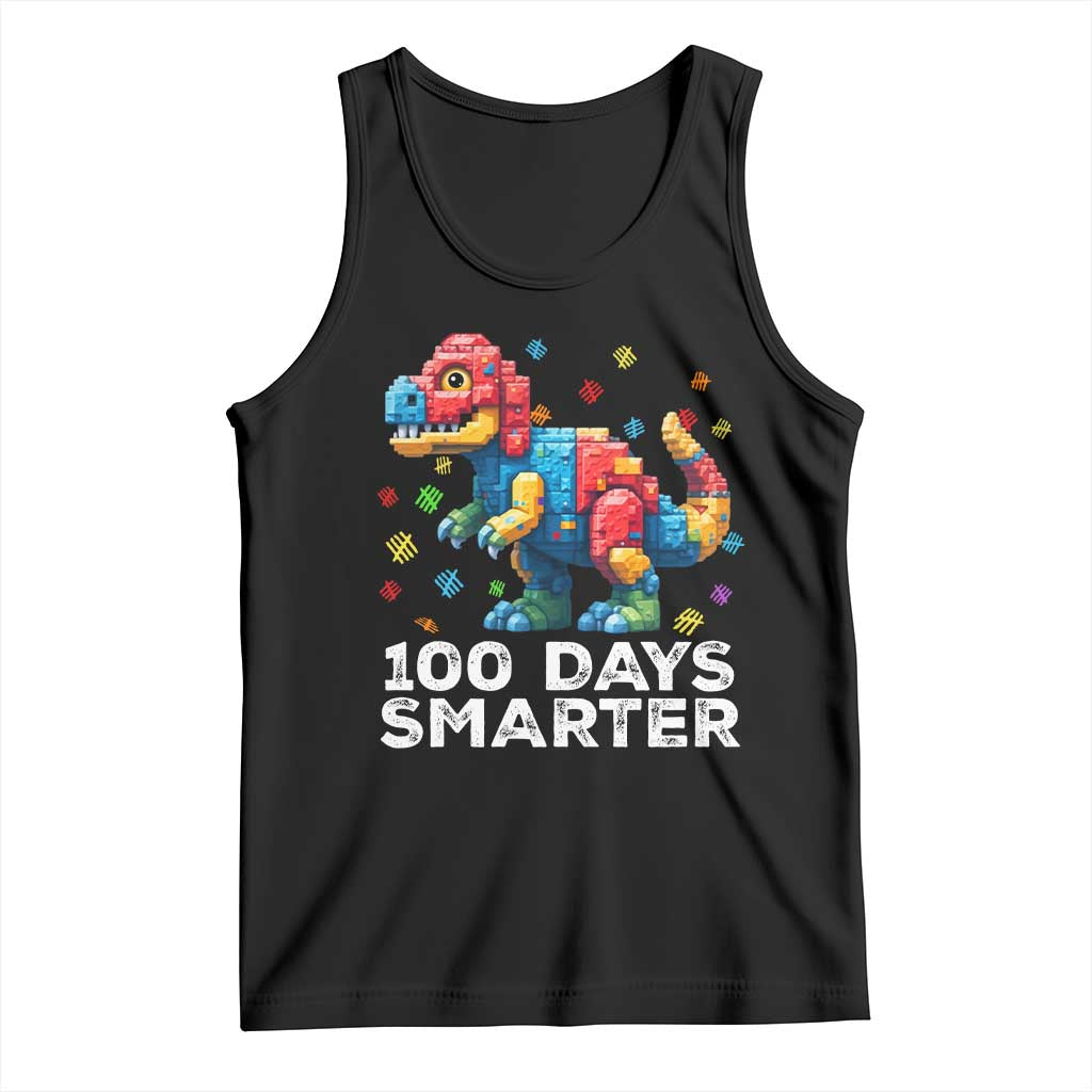 Dinosaur 100 Days Smarter Tank Top Building Bricks Dinosaur 100th Day Kids