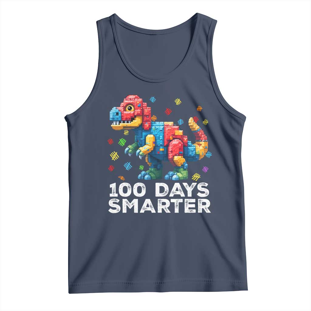 Dinosaur 100 Days Smarter Tank Top Building Bricks Dinosaur 100th Day Kids