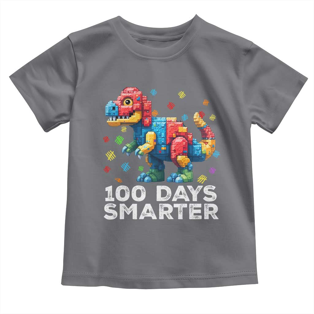 Dinosaur 100 Days Smarter Toddler T Shirt Building Bricks Dinosaur 100th Day Kids