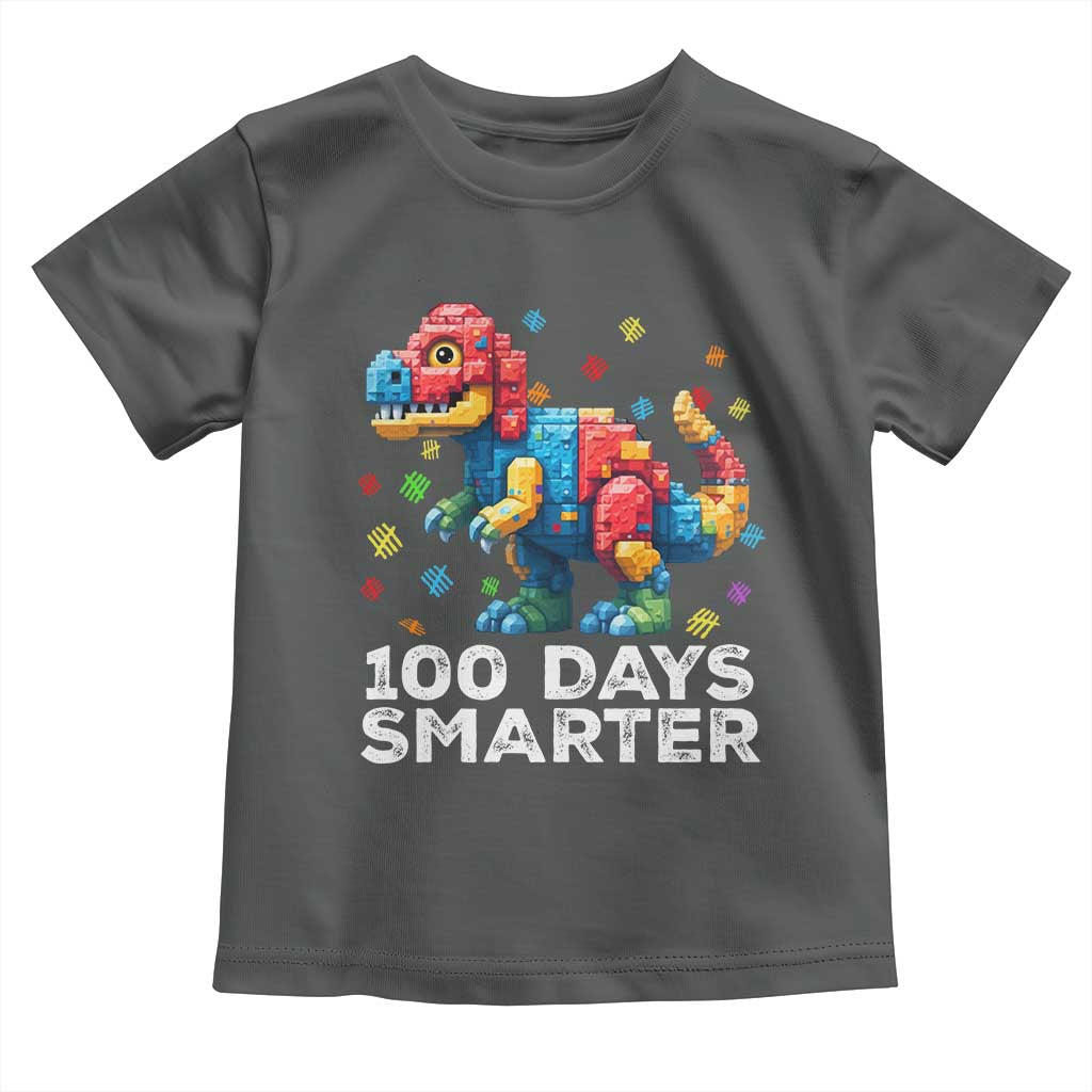 Dinosaur 100 Days Smarter Toddler T Shirt Building Bricks Dinosaur 100th Day Kids