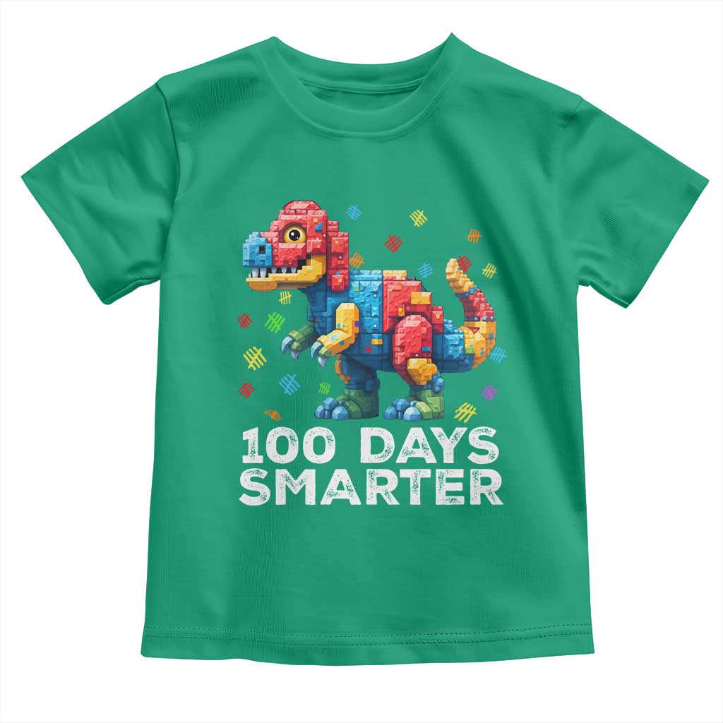 Dinosaur 100 Days Smarter Toddler T Shirt Building Bricks Dinosaur 100th Day Kids