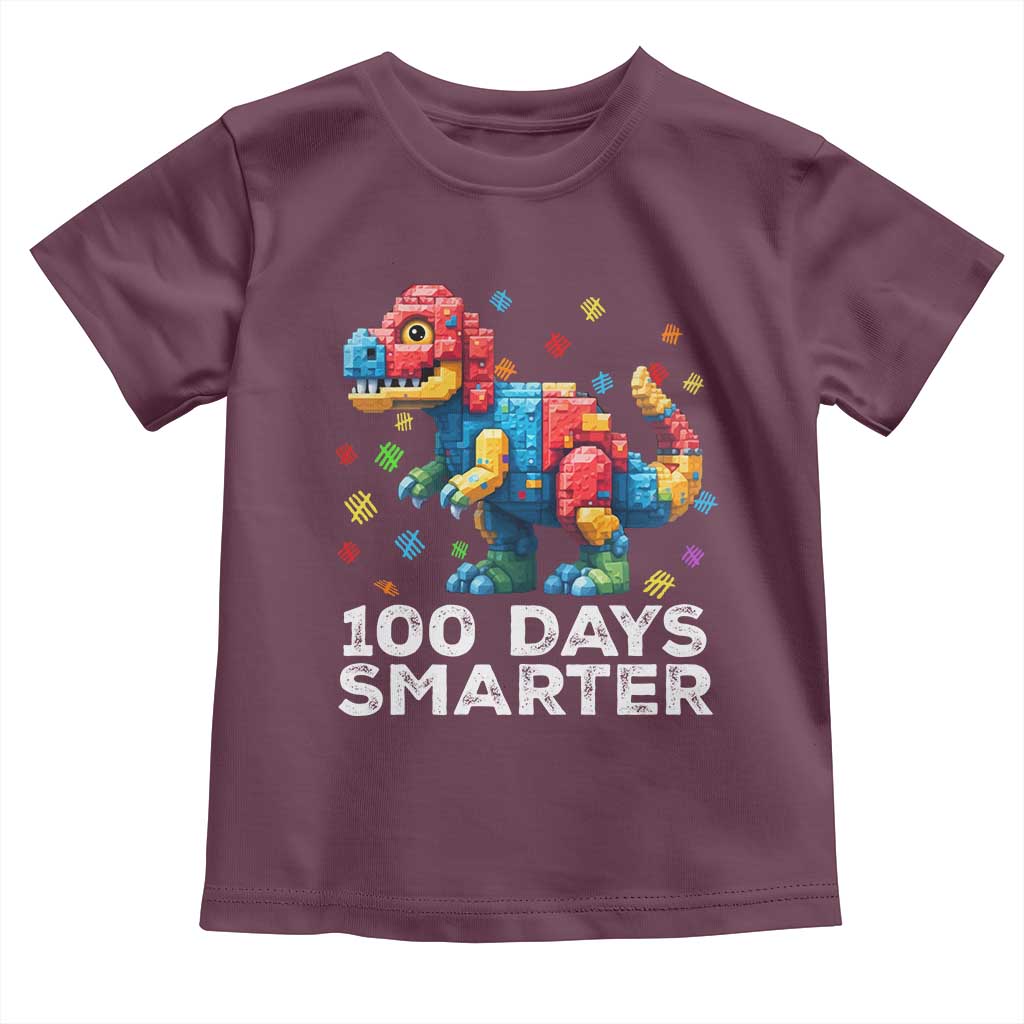 Dinosaur 100 Days Smarter Toddler T Shirt Building Bricks Dinosaur 100th Day Kids