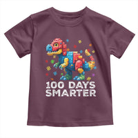 Dinosaur 100 Days Smarter Toddler T Shirt Building Bricks Dinosaur 100th Day Kids