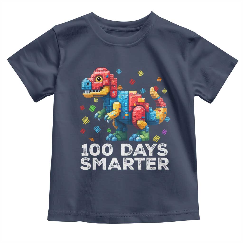 Dinosaur 100 Days Smarter Toddler T Shirt Building Bricks Dinosaur 100th Day Kids