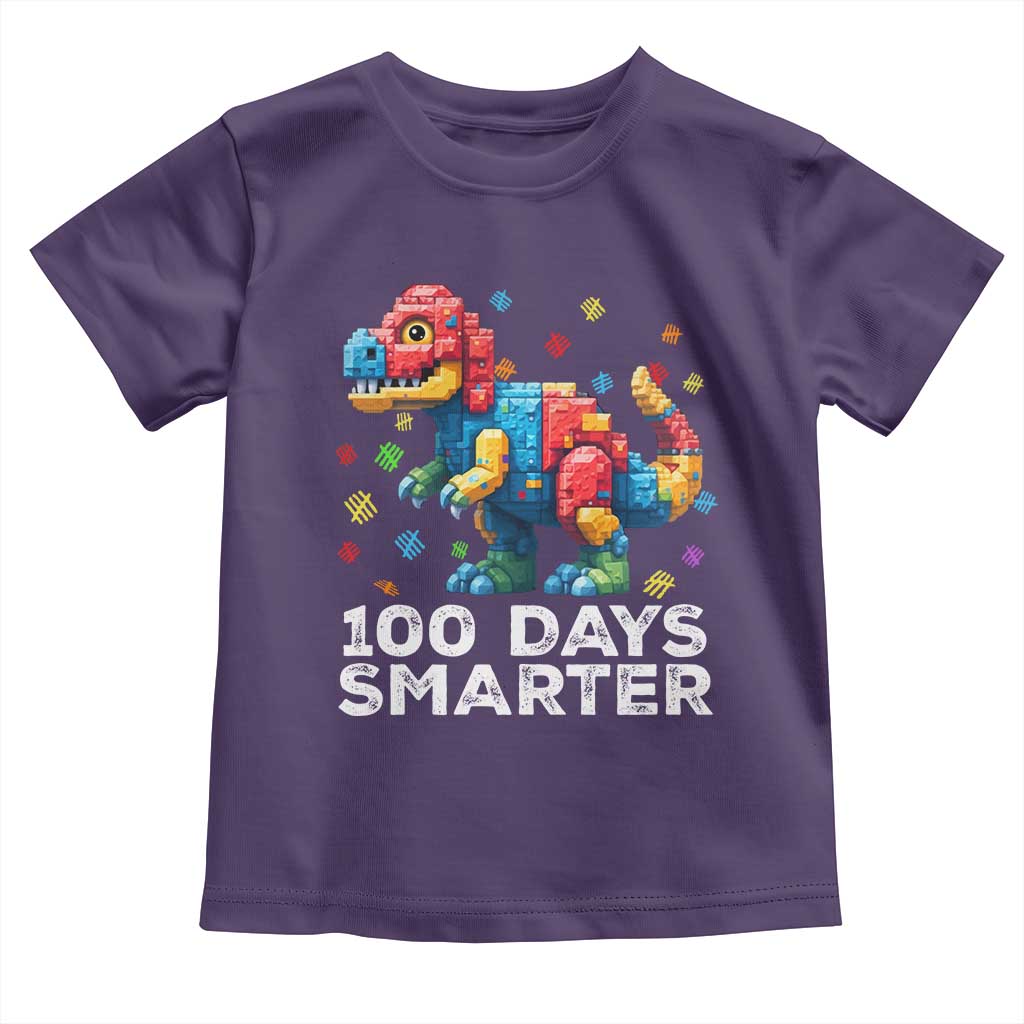 Dinosaur 100 Days Smarter Toddler T Shirt Building Bricks Dinosaur 100th Day Kids