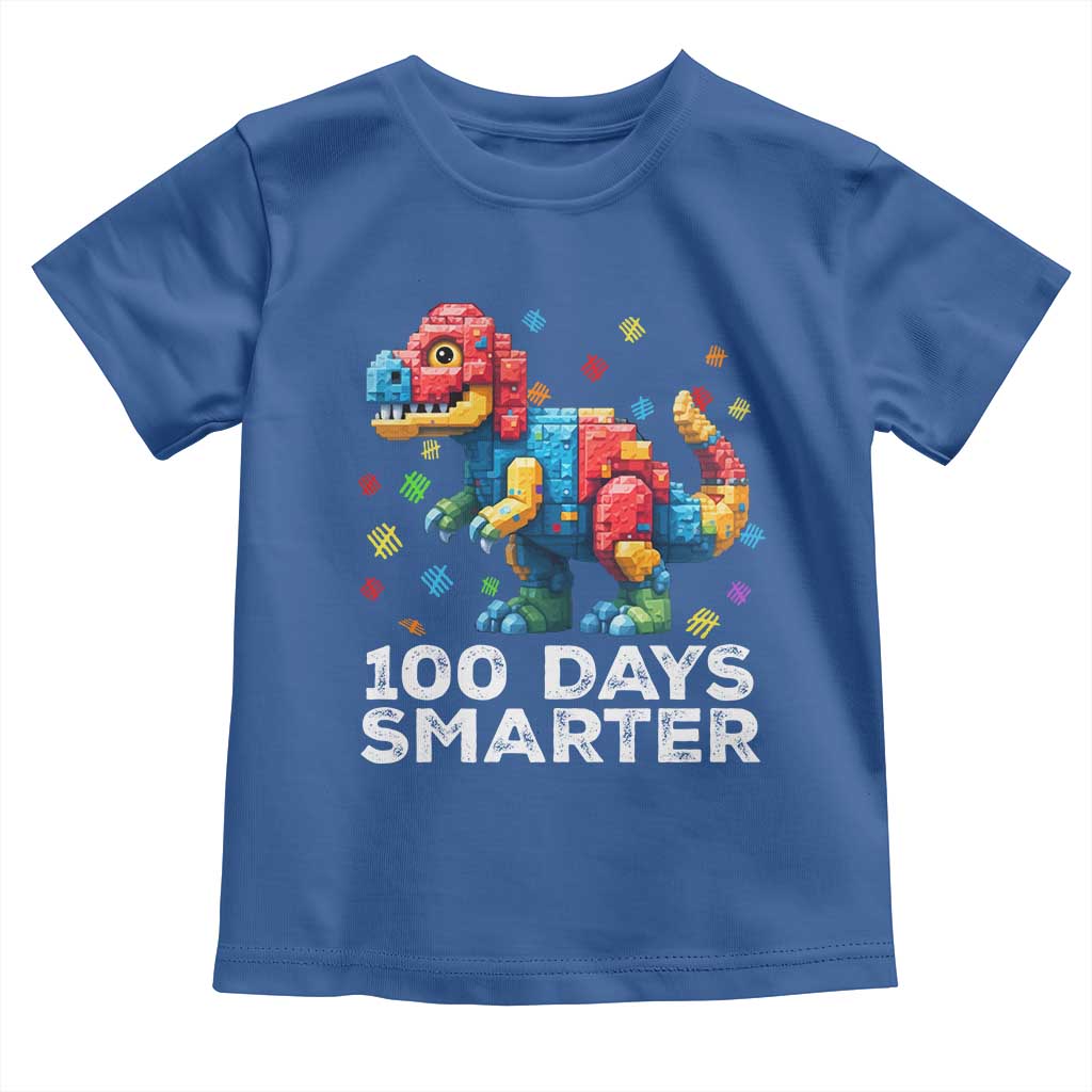 Dinosaur 100 Days Smarter Toddler T Shirt Building Bricks Dinosaur 100th Day Kids
