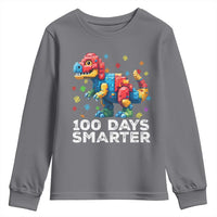 Dinosaur 100 Days Smarter Youth Sweatshirt Building Bricks Dinosaur 100th Day Kids