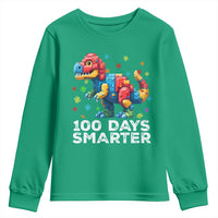 Dinosaur 100 Days Smarter Youth Sweatshirt Building Bricks Dinosaur 100th Day Kids