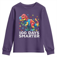 Dinosaur 100 Days Smarter Youth Sweatshirt Building Bricks Dinosaur 100th Day Kids