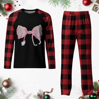 Pink Coquette Nurse Plaid Pajama Set Toile de Jouy Stethoscope Bow - Wonder Print Shop