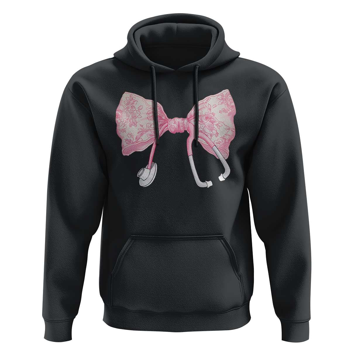 Pink Coquette Nurse Hoodie Toile de Jouy Stethoscope Bow