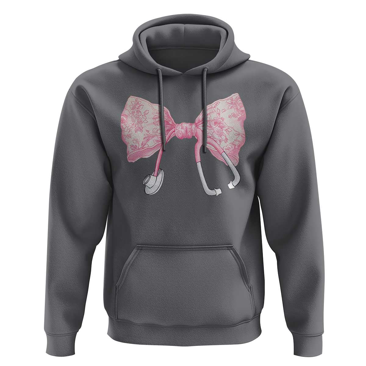 Pink Coquette Nurse Hoodie Toile de Jouy Stethoscope Bow