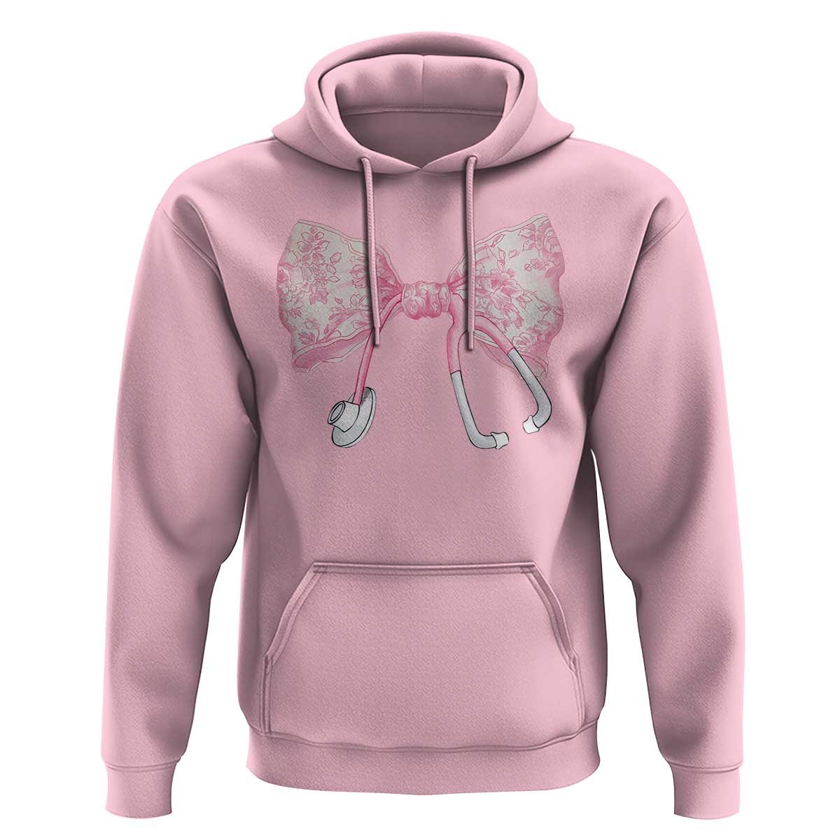 Pink Coquette Nurse Hoodie Toile de Jouy Stethoscope Bow