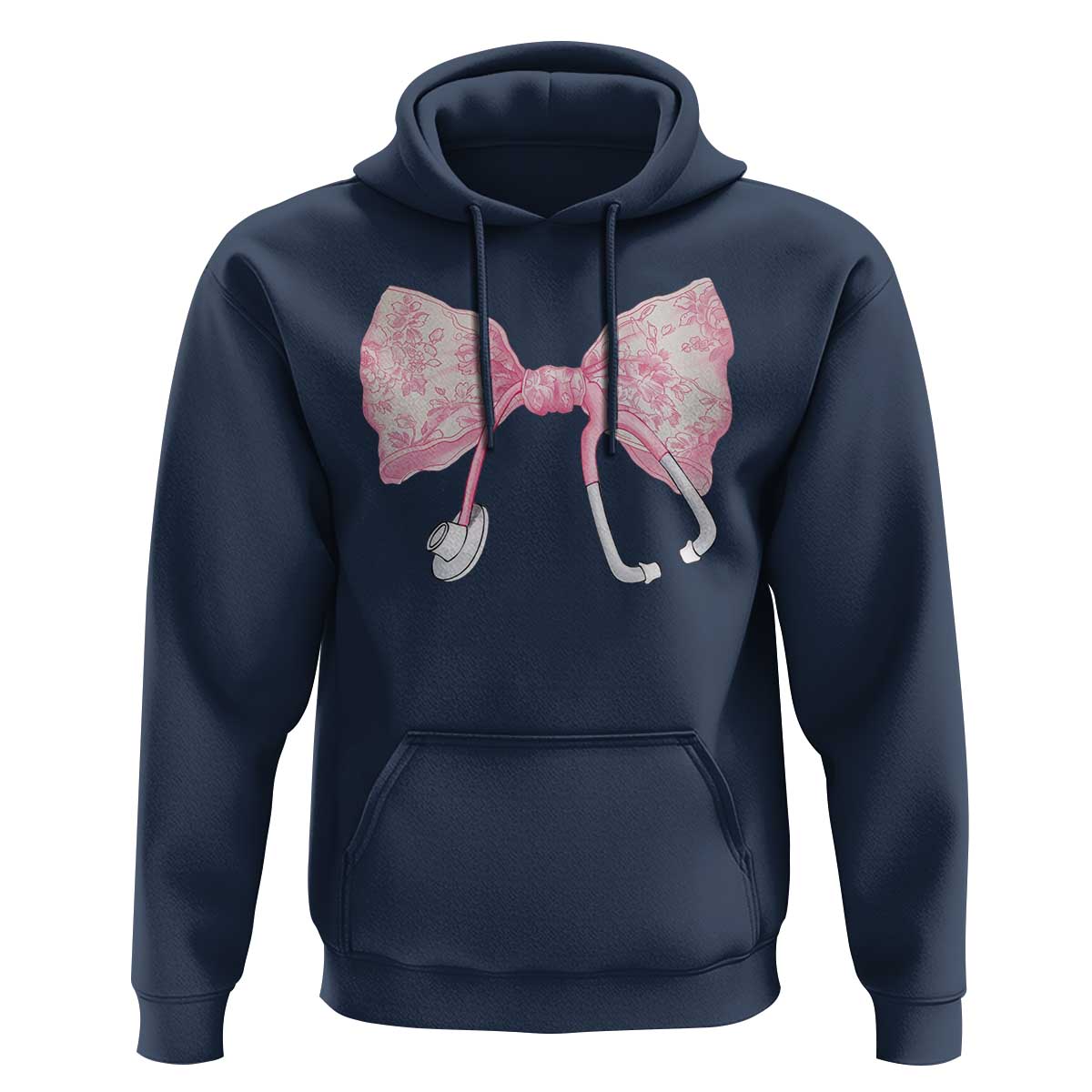 Pink Coquette Nurse Hoodie Toile de Jouy Stethoscope Bow