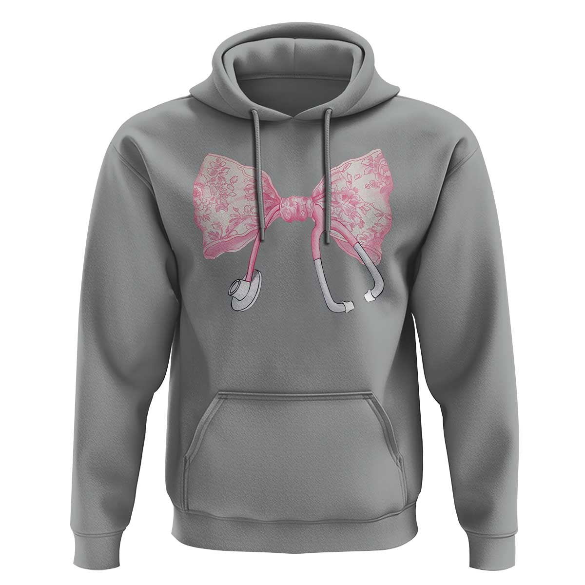 Pink Coquette Nurse Hoodie Toile de Jouy Stethoscope Bow