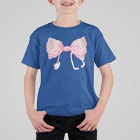 Pink Coquette Nurse T Shirt For Kid Toile de Jouy Stethoscope Bow - Wonder Print Shop