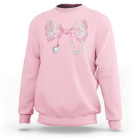Pink Coquette Nurse Sweatshirt Toile de Jouy Stethoscope Bow - Wonder Print Shop