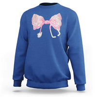 Pink Coquette Nurse Sweatshirt Toile de Jouy Stethoscope Bow - Wonder Print Shop