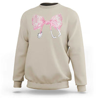 Pink Coquette Nurse Sweatshirt Toile de Jouy Stethoscope Bow - Wonder Print Shop