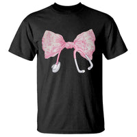 Pink Coquette Nurse T Shirt Toile de Jouy Stethoscope Bow - Wonder Print Shop
